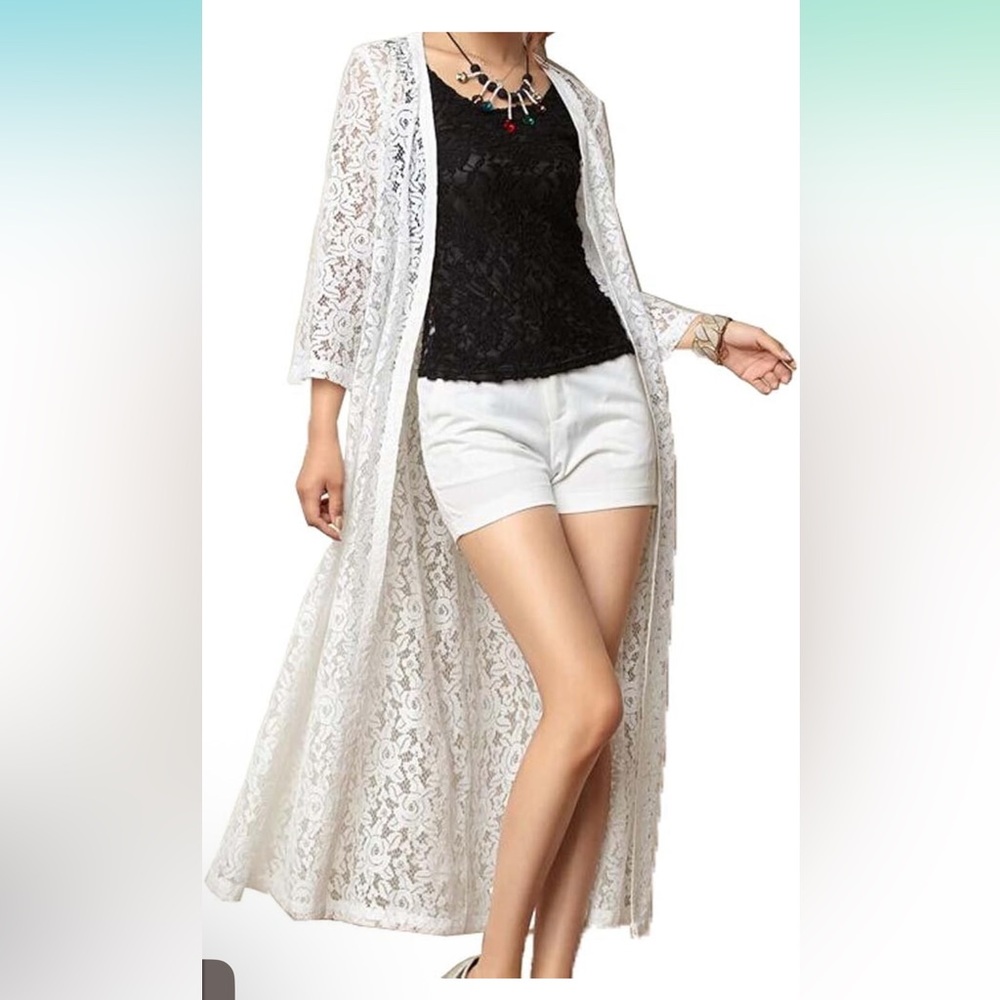 White Lace Kimono Cardigan